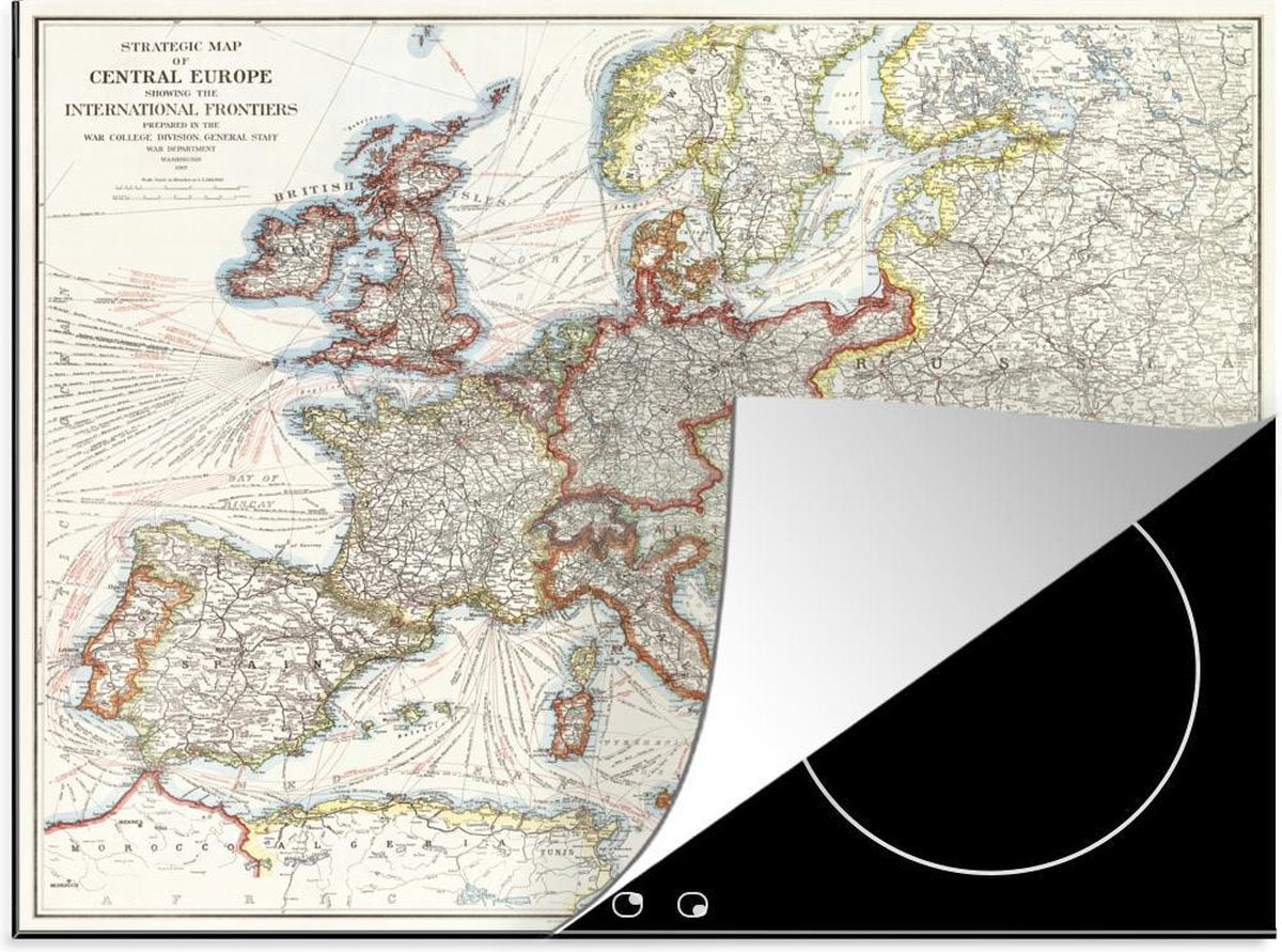 Inductie beschermer - Kaart - Europa - Vintage - 60x52 cm - inductiebeschermer