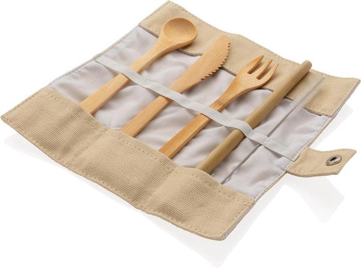 XD Collection  - Herbruikbare bamboe reisbestekset bestek - Wit