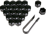 Wielmoerkapjes 19mm - Set van 20 stuks - Glans-zwart - Moer Cover Auto