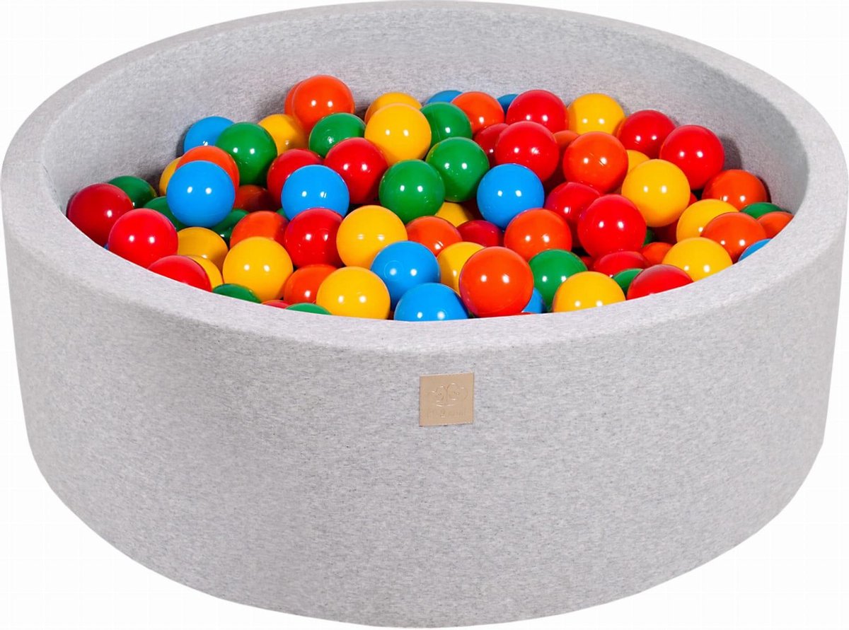 Ronde Ballenbak set incl 200 ballen 90x30cm - Licht Grijs: Geel