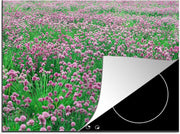 Luxe inductie beschermer Bieslook - 70x52 cm - veld met paarse bieslook planten  - inductiebeschermer