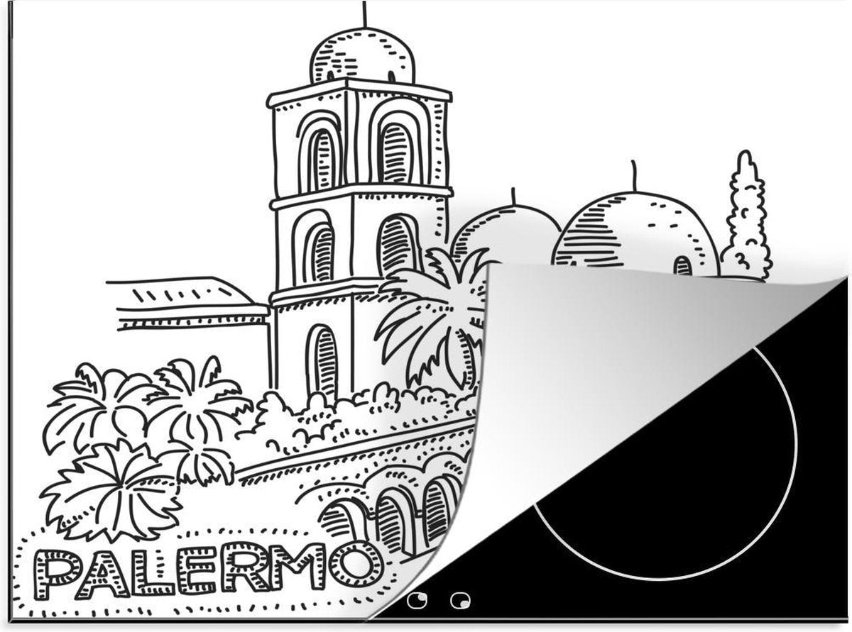 Luxe inductie beschermer Palermo illustratie - 60x52 cm - Illustratie van Italiaanse Palermo  - inductiebeschermer