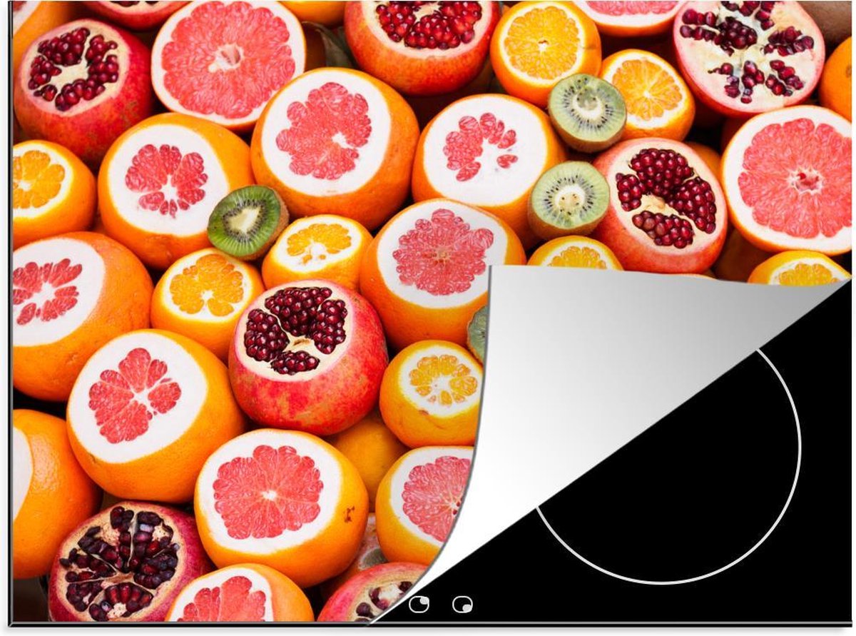 Luxe inductie beschermer Fruit - 70x52 cm - Kleurrijke cirkels van fruit  - inductiebeschermer
