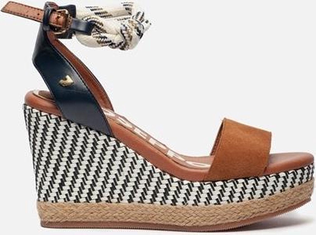 Gioseppo Albin sandalen met sleehak cognac - Maat 38