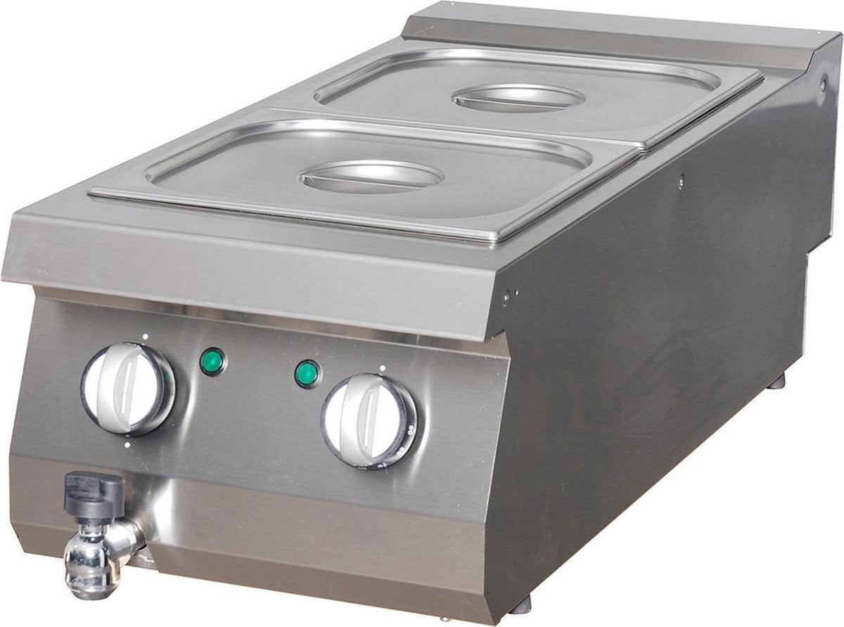 Bain Marie met Aftapkraan - Enkel - Elektrisch - RVS - Variabele Thermostaat - B400 x D900 x H280 mm - Au Bain-Marie Pan - Maxima