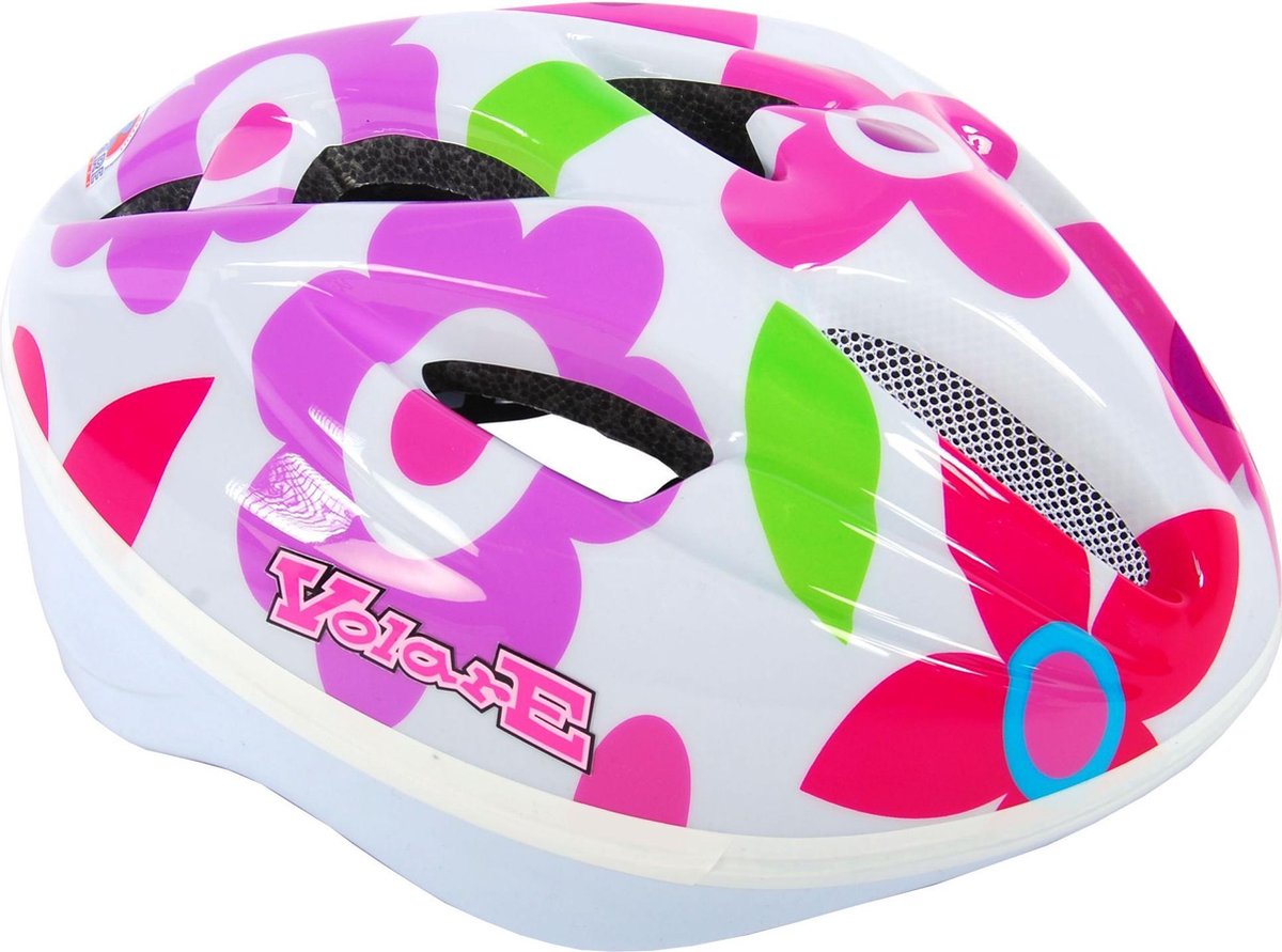 Volare Fietshelm Deluxe - Wit Bloemen - 51-55 cm