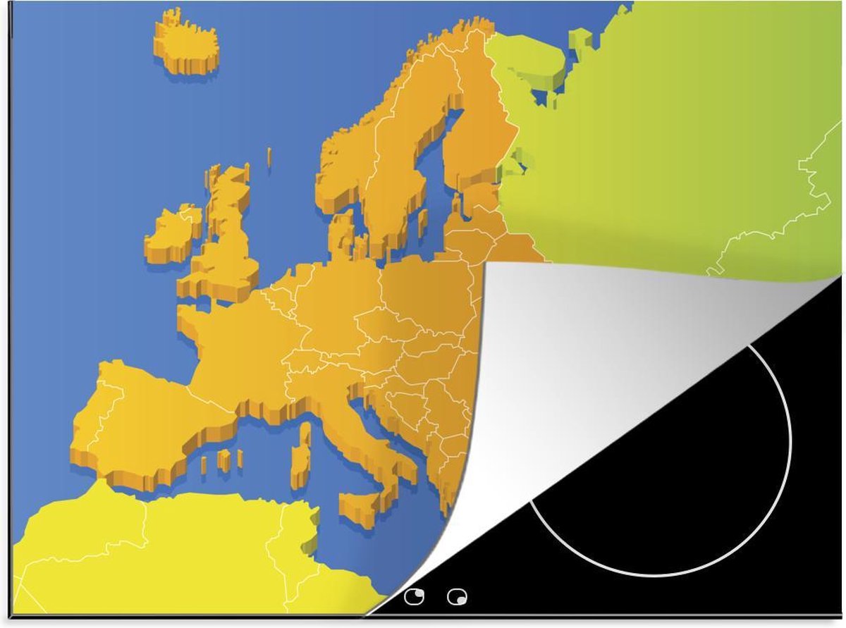 Luxe inductie beschermer Kleurrijke kaart Europa - 75x52 cm - Europe map with national borders Countries colors can easily be changed  - inductiebeschermer