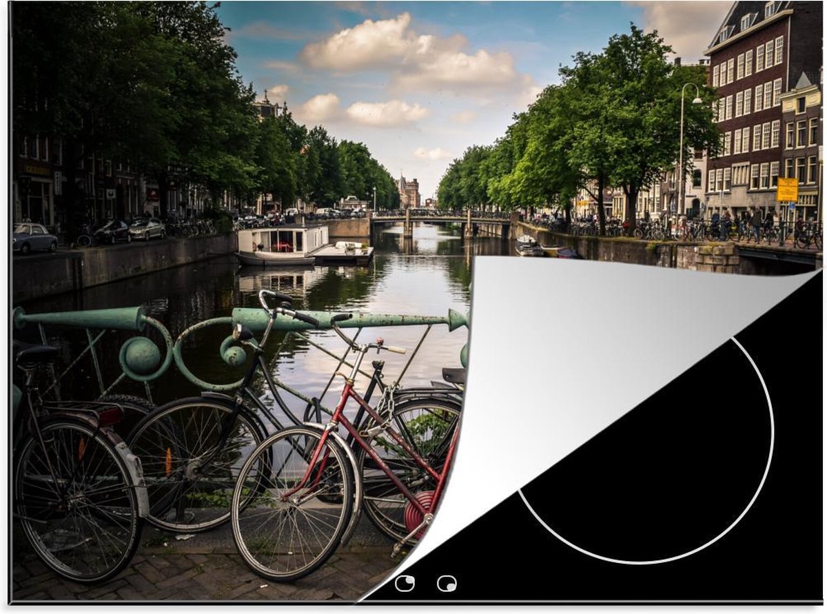 Inductie beschermer - Fiets - Amsterdam - Water - 75x52 cm - inductiebeschermer