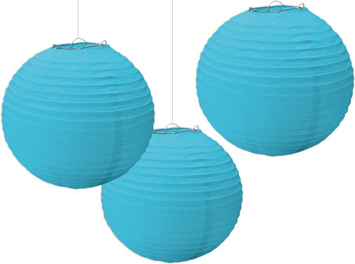 "3 blauwe lantaarns  - Feestdecoratievoorwerp - One size"