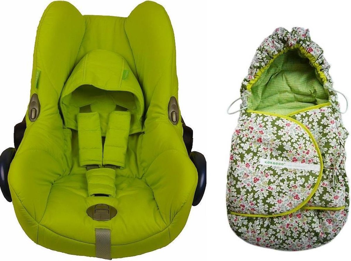 Kokodoo Bekledingset en Voetenzak voor Autostoeltje 0+ Lime