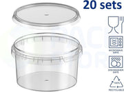 20 x Plastic vershoudbakjes met deksel - 480 ml - rond ø118mm - Transparant - Geschikt voor diepvries
