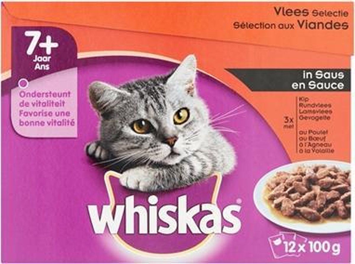 Whis multipack pouch senior vlees selectie in saus - 12x100 gr - 4 stuks