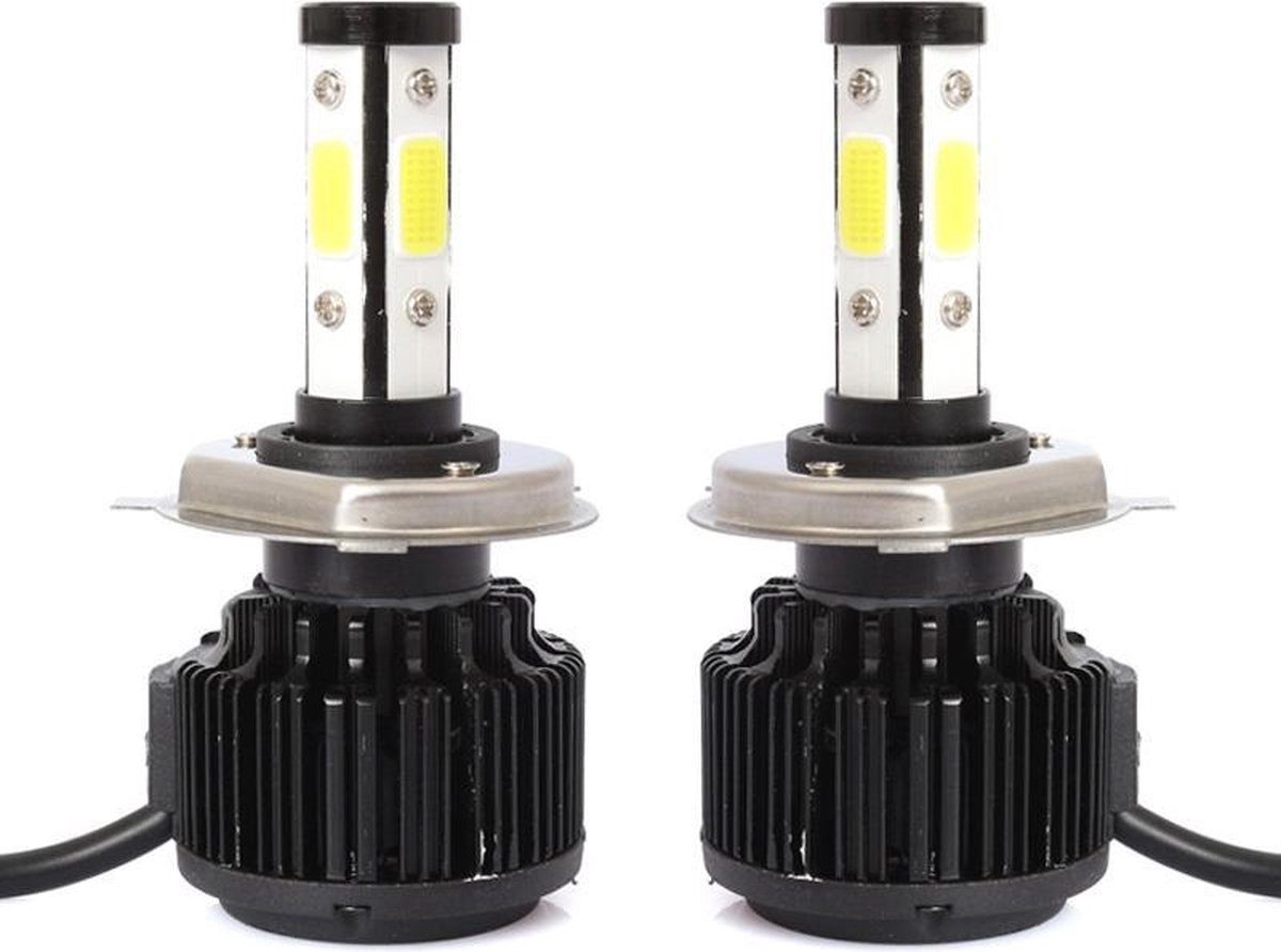 2 STKS X6 H4 36 W 3600LM 6500 K 4 COB LED Auto Koplamp Lampen DC 9-32 V Wit Licht (Zwart)