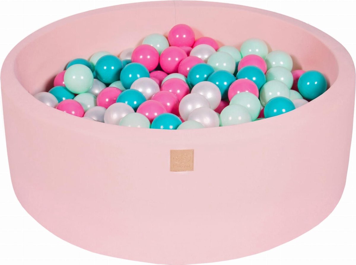 Ronde Ballenbak set incl 200 ballen 90x30cm - Licht Roze: Parel Wit 