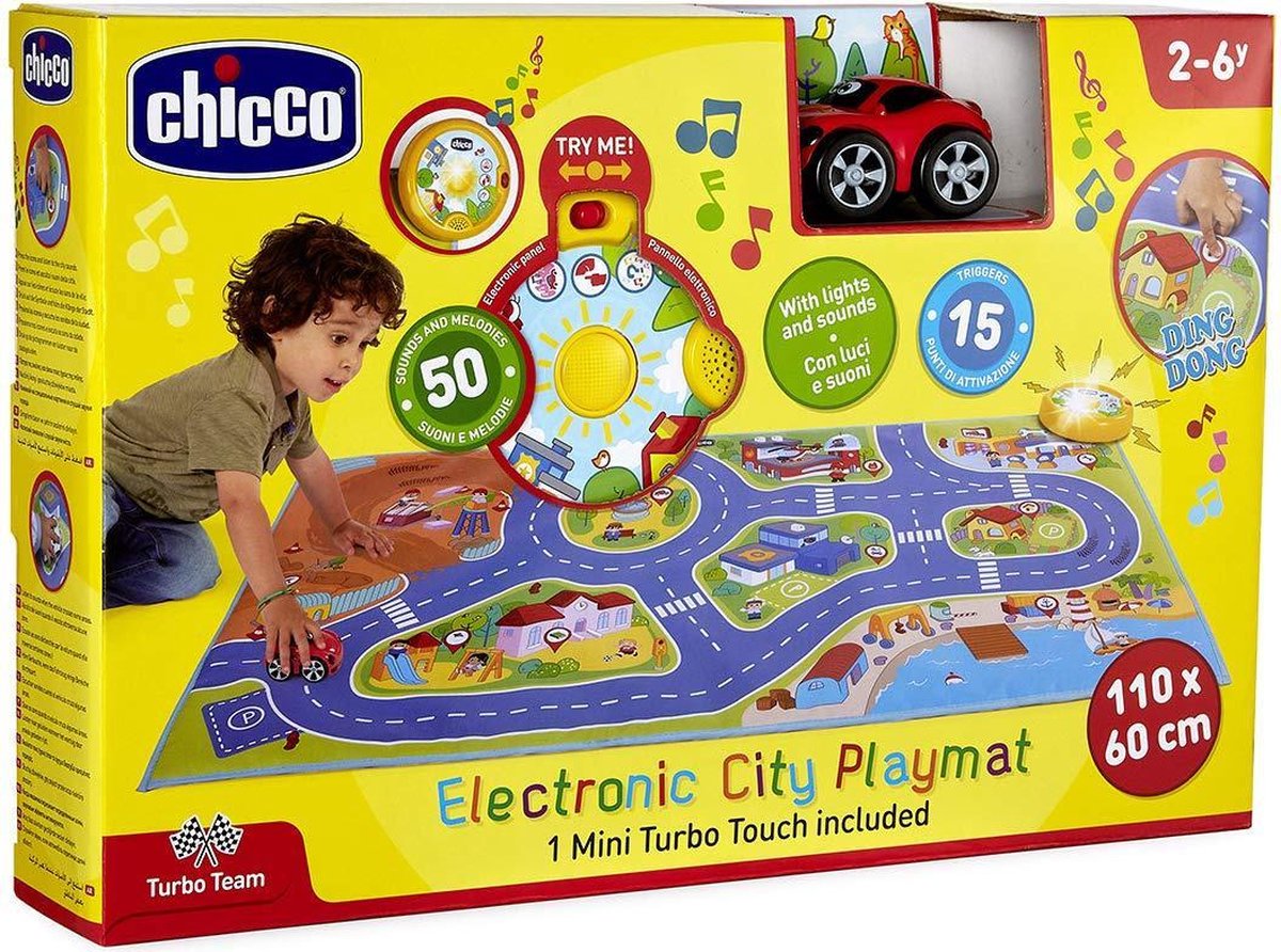 Chicco - Interactief speelmat met geluid & Speelwagen - 110 x 60cm