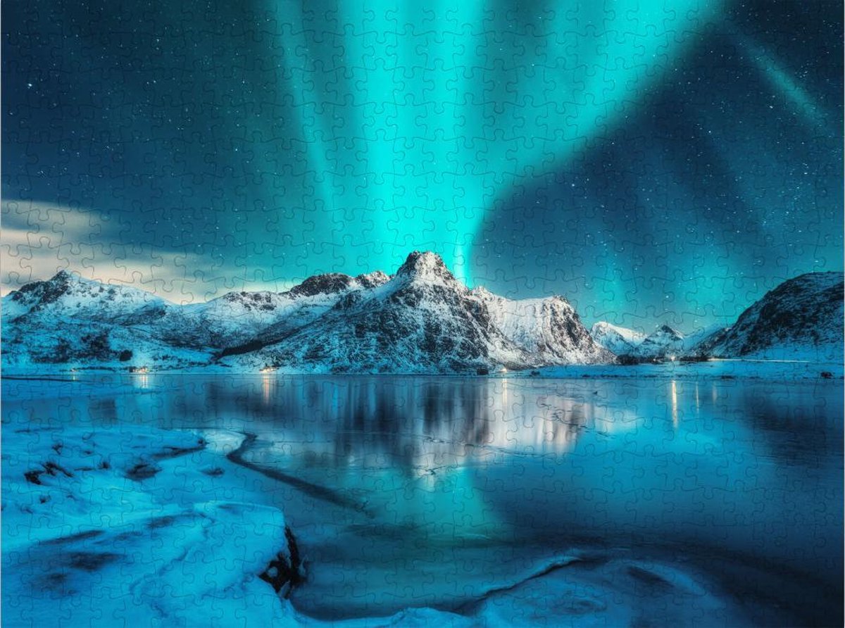 Het Noorderlicht op de Noordpool - Lastige Legpuzzel 500 stukjes | Noordpool - Lapland - Scandinavië - Poollicht