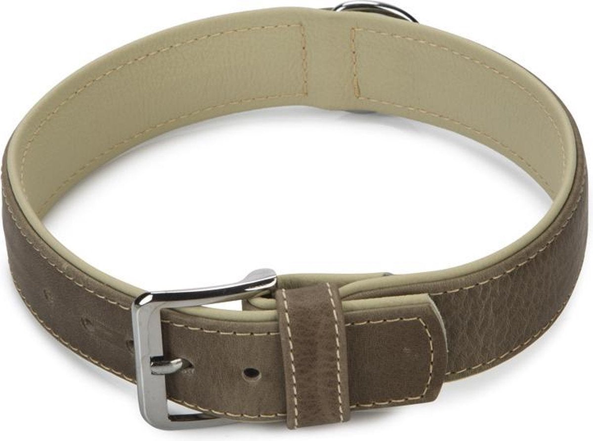 Beeztees Comfort - Hondenhalsband - Leer - Grijs - 51-59 cm x 40 mm