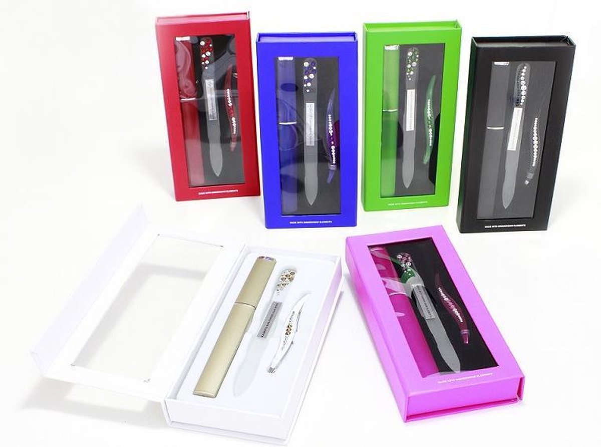 Profi4Beauty Gift Box Zwart |Pincet en Glasvijl met Swarovski elementen