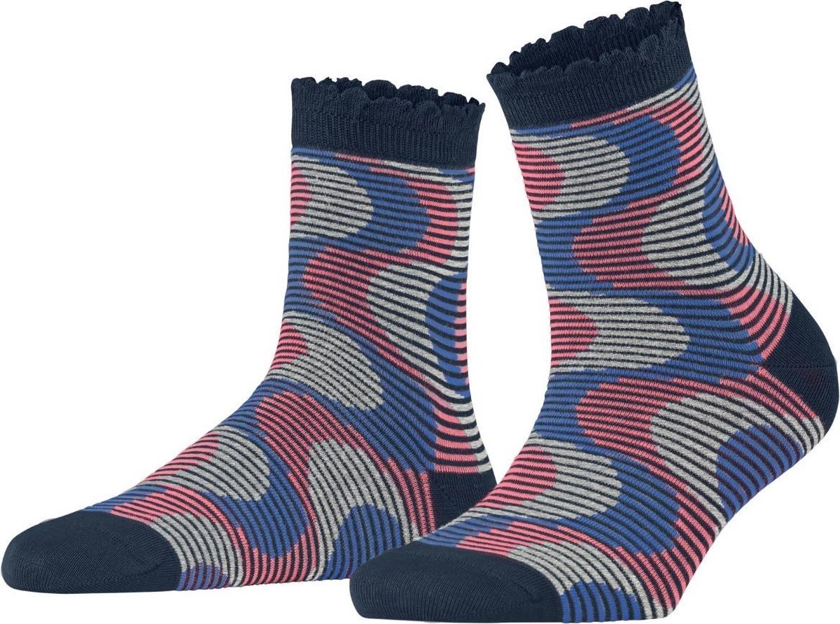 Burlington Frequency Stripe Korte Sok Dames 27108 - Blauw 6120 marine Dames - 36-41