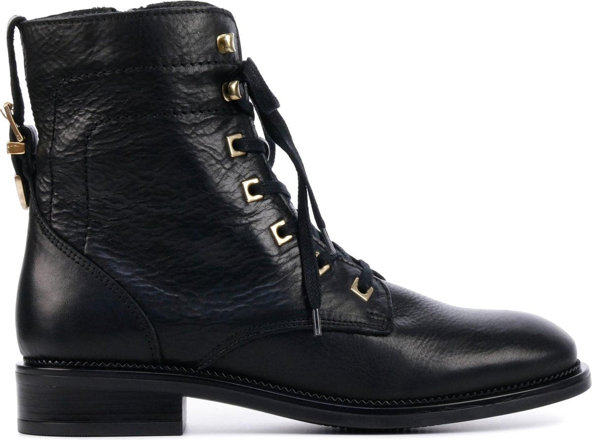 Lina Locchi Vrouwen Leer  Veterboots / Laarzen / Damesschoenen L1008 - Zwart - maat 38