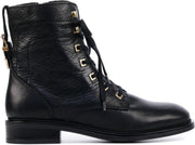 Lina Locchi Vrouwen Leer  Veterboots / Laarzen / Damesschoenen L1008 - Zwart - maat 38