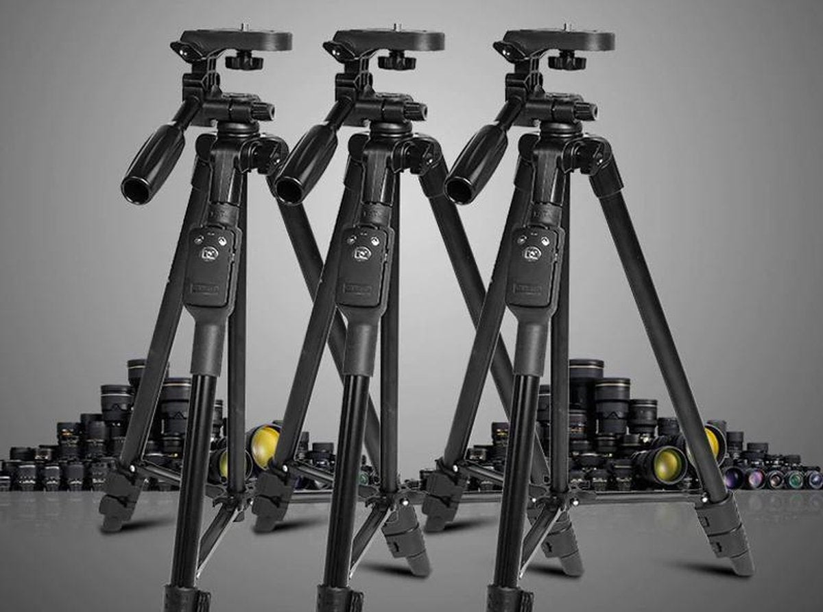Super Smartphone Tripod Camera Statief 128 Cm Voor Fotocamera en Smartphone - iPhone - Canon – Nikon - Spiegelreflexcamera Inclusief Bluetooth Remote Shutter en Telefoonhouder – HiCHiCO