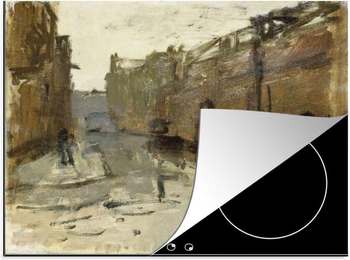 Luxe inductie beschermer George Hendrik Breitner - 70x52 cm - Baan in Rotterdam - Schilderij van George Hendrik Breitner  - inductiebeschermer