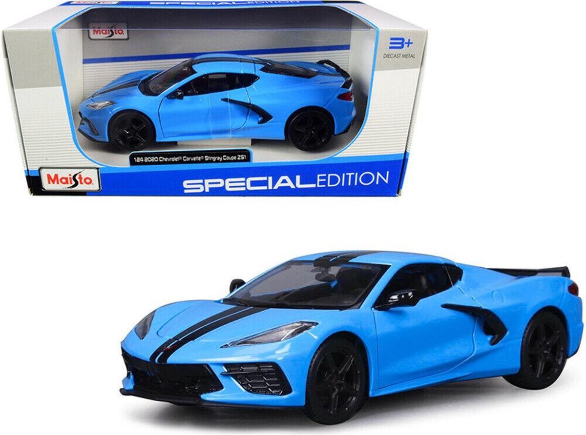2020 Chevrolet Corvette Stingray Coupe Z51 (Blauw) (15cm) 1/24 Maisto - Modelauto - Schaalmodel - Model auto - Miniatuurautos - Miniatuur auto