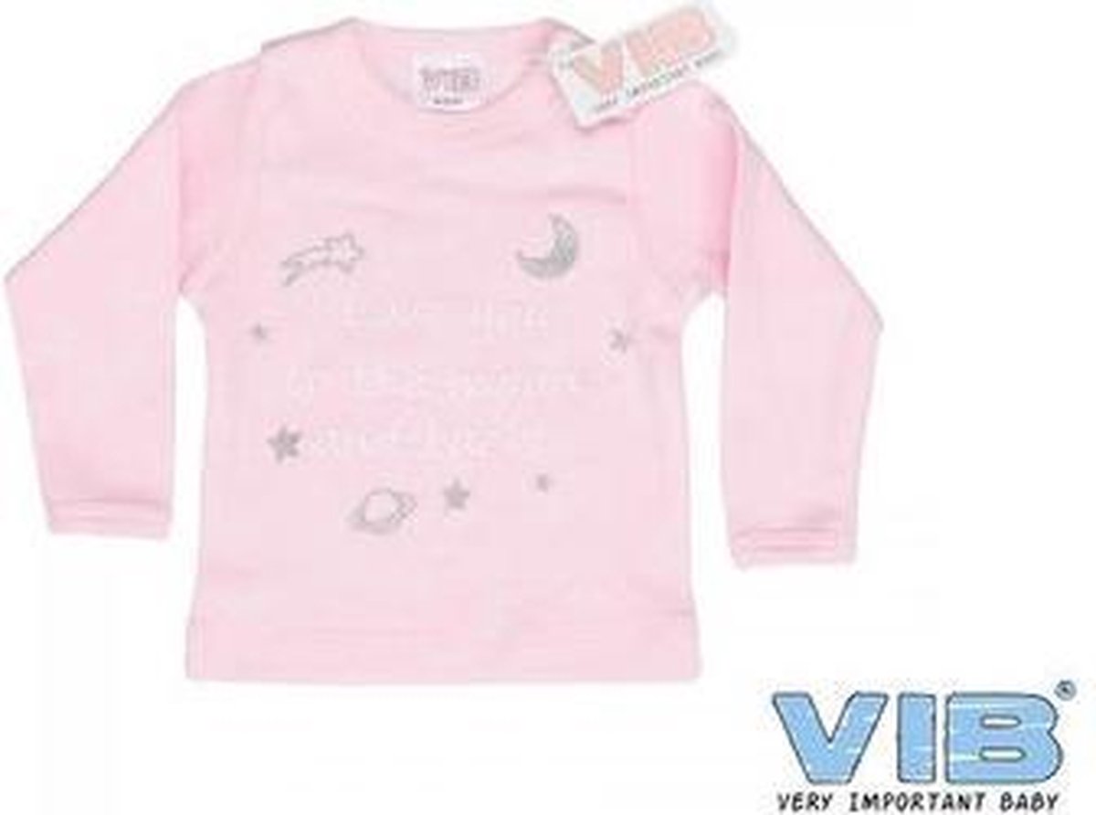 Vib shirt to the moon & back roze 0-3 mnd