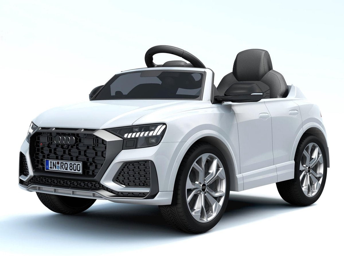 Audi RS Q8 12v kinderauto op accu wit met afstandsbediening - MP3 input - AUX - LED lampen - bluetooth