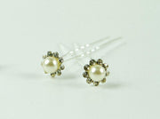 Haarpinnen parel groot met strass