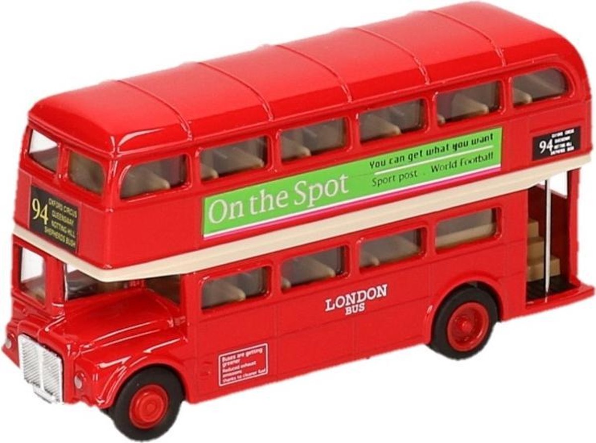 Modelauto London Bus rood 12 cm - speelgoed auto bussen schaalmodel