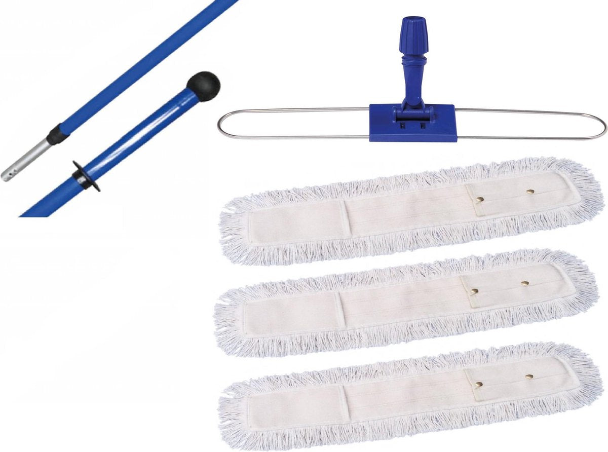 Zwabber set professioneel 60 centimeter inclusief 3 zwabberhoezen - Droog stofvrij maken van vloeren