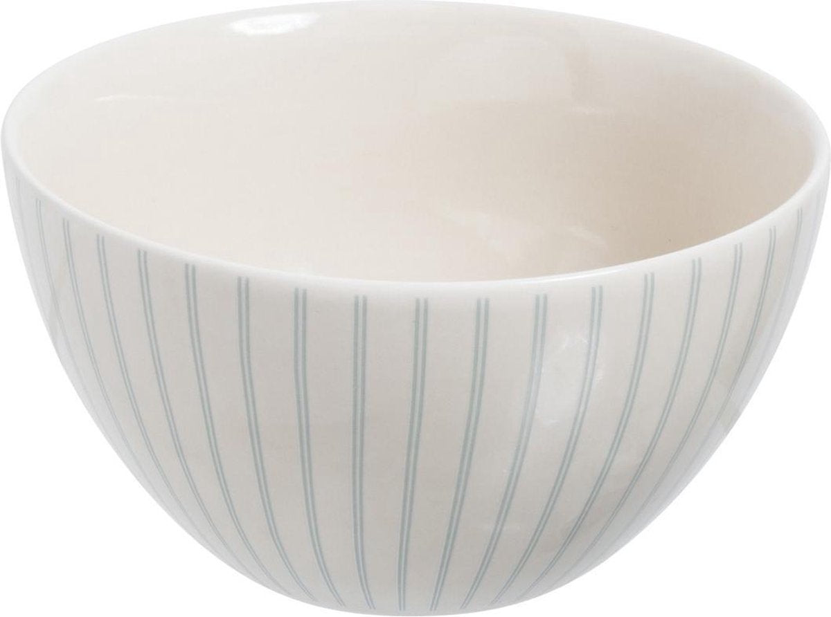 J-Line Kom Streep Porselein Wit/Blauw