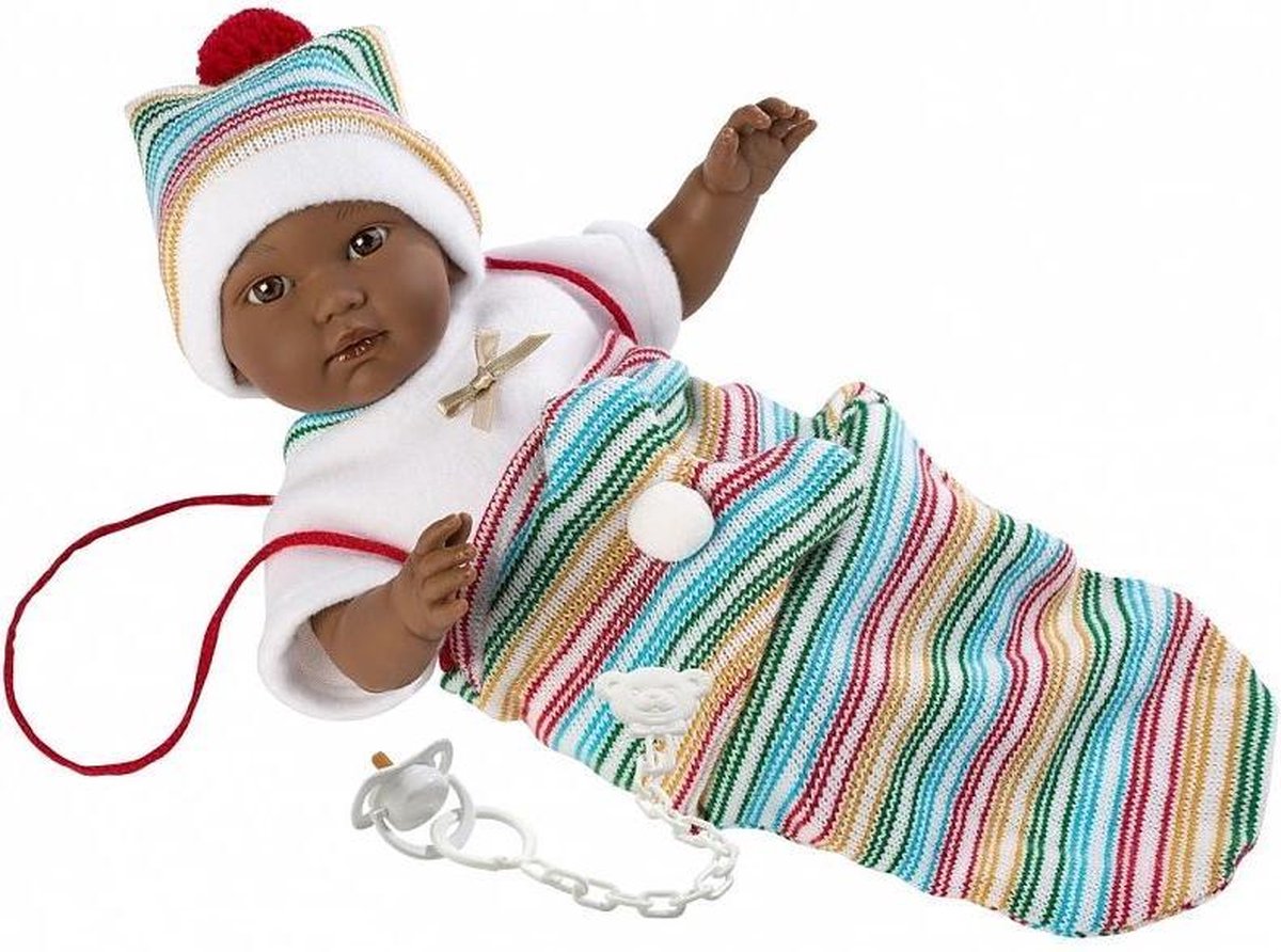 Llorens Babypop Cuqui Mulato met Slaapzak 30 cm