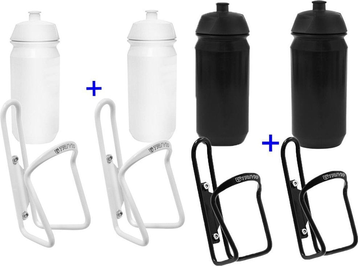 Tacx Shiva Bidons + Bidonhouders - Set van 2 stuks - Zwart