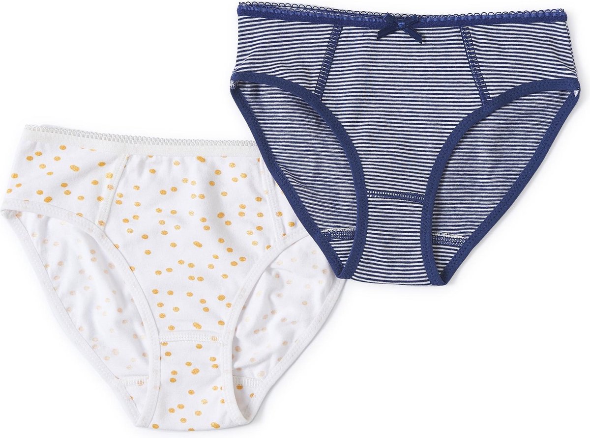 Little Label - meisjes - onderbroek (2 stuks) - blauw wit en wit