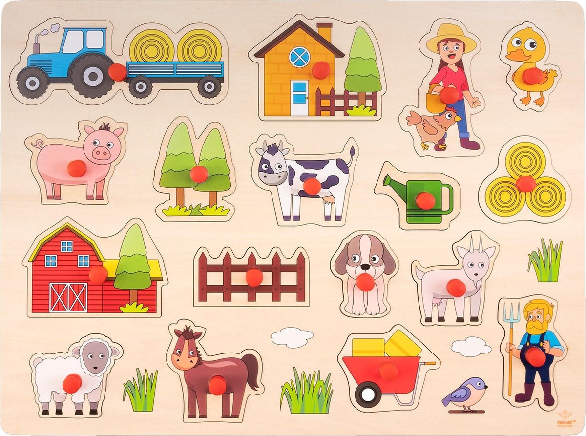 Houten Knopjes Puzzel Boerderij 40x30cm