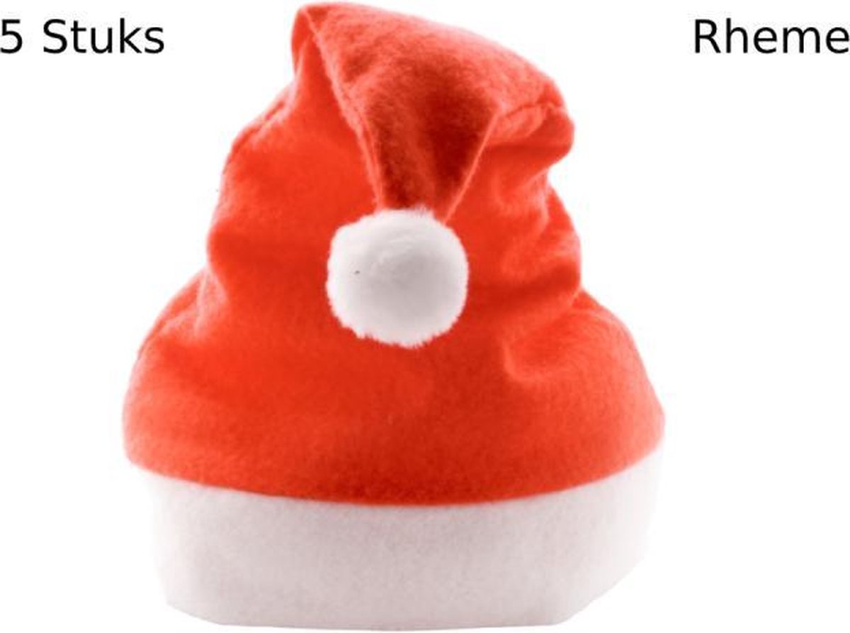 Kerst Mutsen - 5 Stuks - Kerstmis - Rood - Rheme