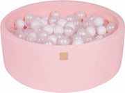MeowBaby® Ronde Ballenbak set incl 200 ballen 90x30cm - Licht Roze: Wit