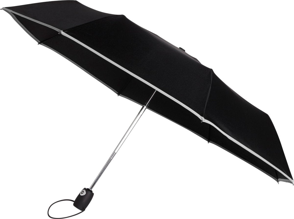 Opvouwbare elegante Stormparaplu automatisch in en uit  Ø 100 cm  Zwart met grijze bies paraplu