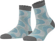 Burlington Frequency Stripe Korte Sok Dames 27108 - Grijs 3165 steel mel. Dames - 36-41