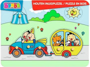 Bumba - Houten puzzel met nopjes - auto vakantie - 7 stukken