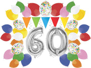 e-Carnavalskleding.nl Feestversiering pakket zilver 60 jaar | Versiering 60e verjaardag | 60 jaar feestversiering pakket zilver compleet | Leuk pakket zilver met feestartikelen voor de 60e verjaardag Medium