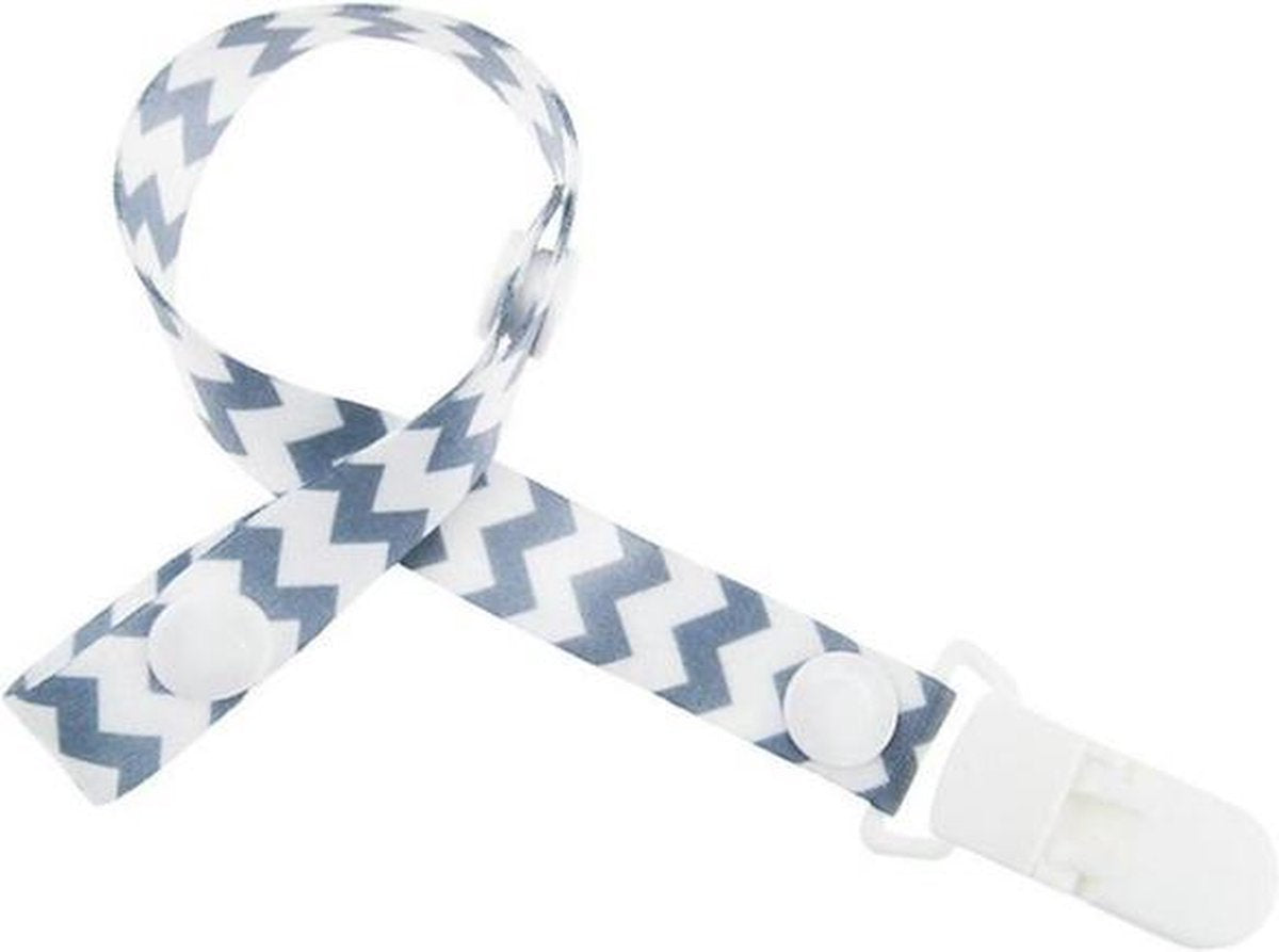 JillyBee - Speenkoord - Speen - Koord - Grijs - Blauw - Wit - Zigzag