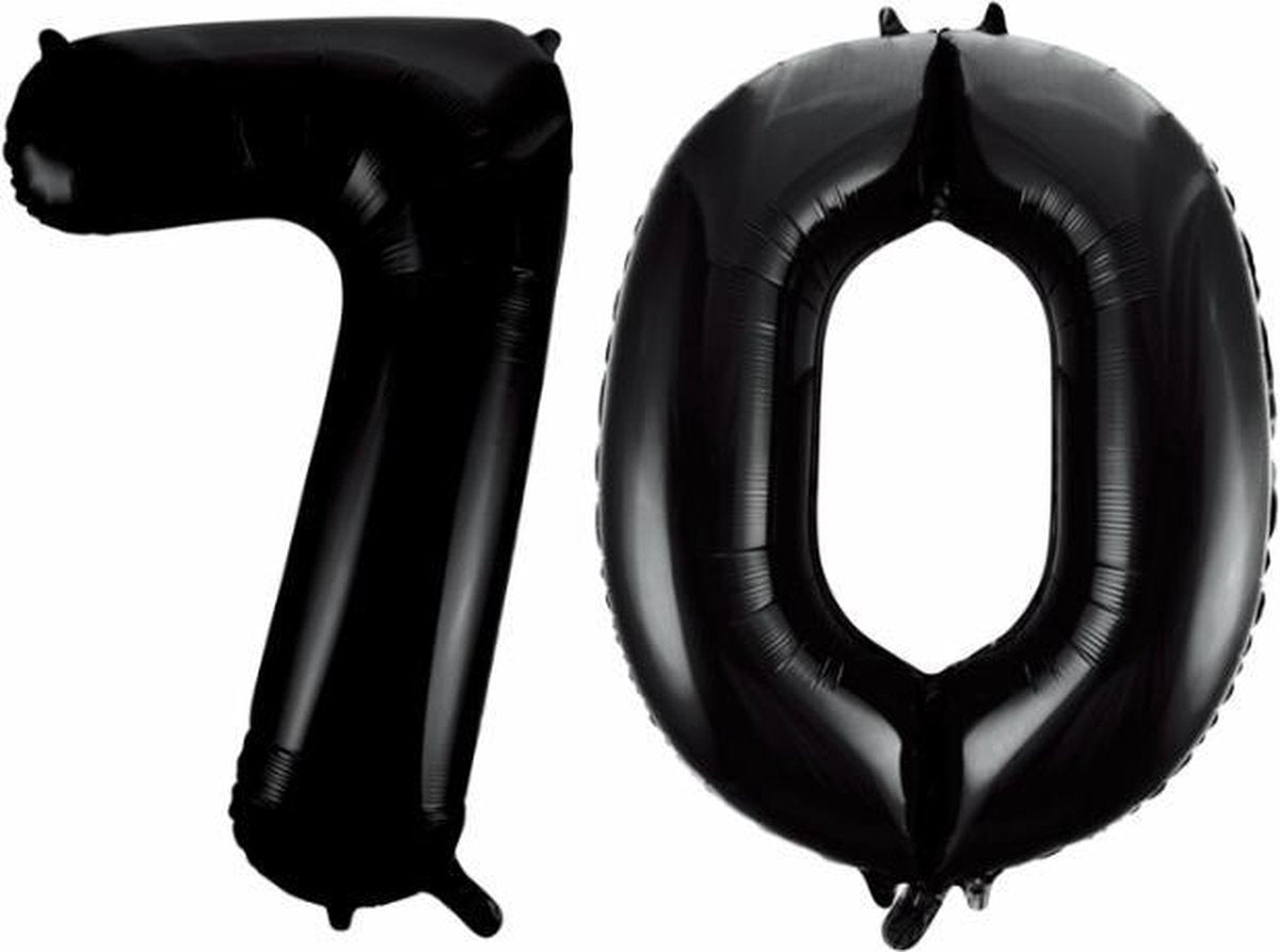 Folieballon 70 jaar zwart 86cm