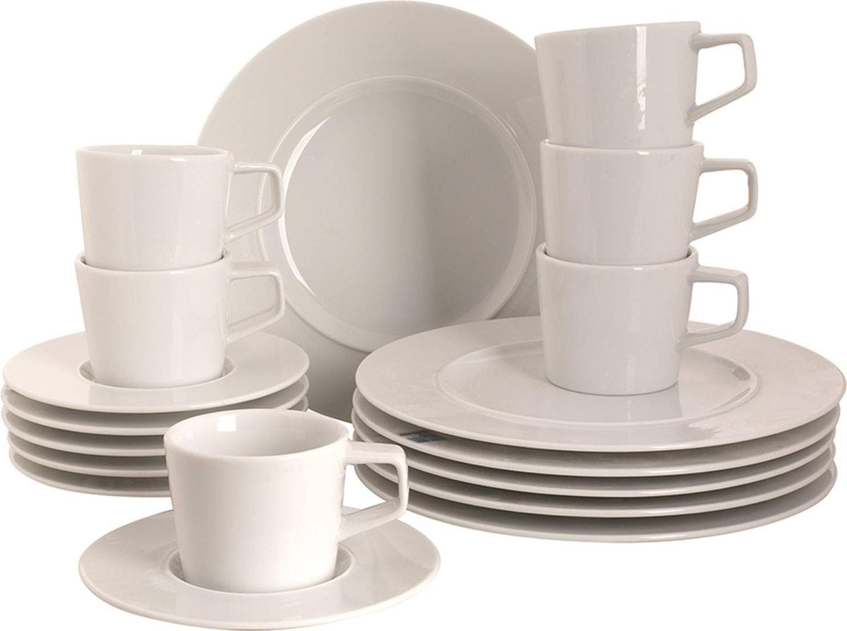 Servies/koffieset Palmer White Delight Porselein 6-persoons 18-delig Wit