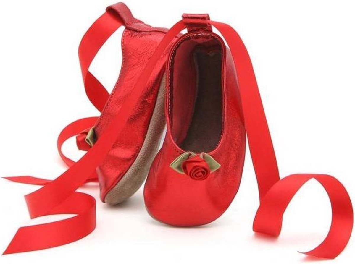 babyslofjes ballerina red metallic Maat: L (142 cm)