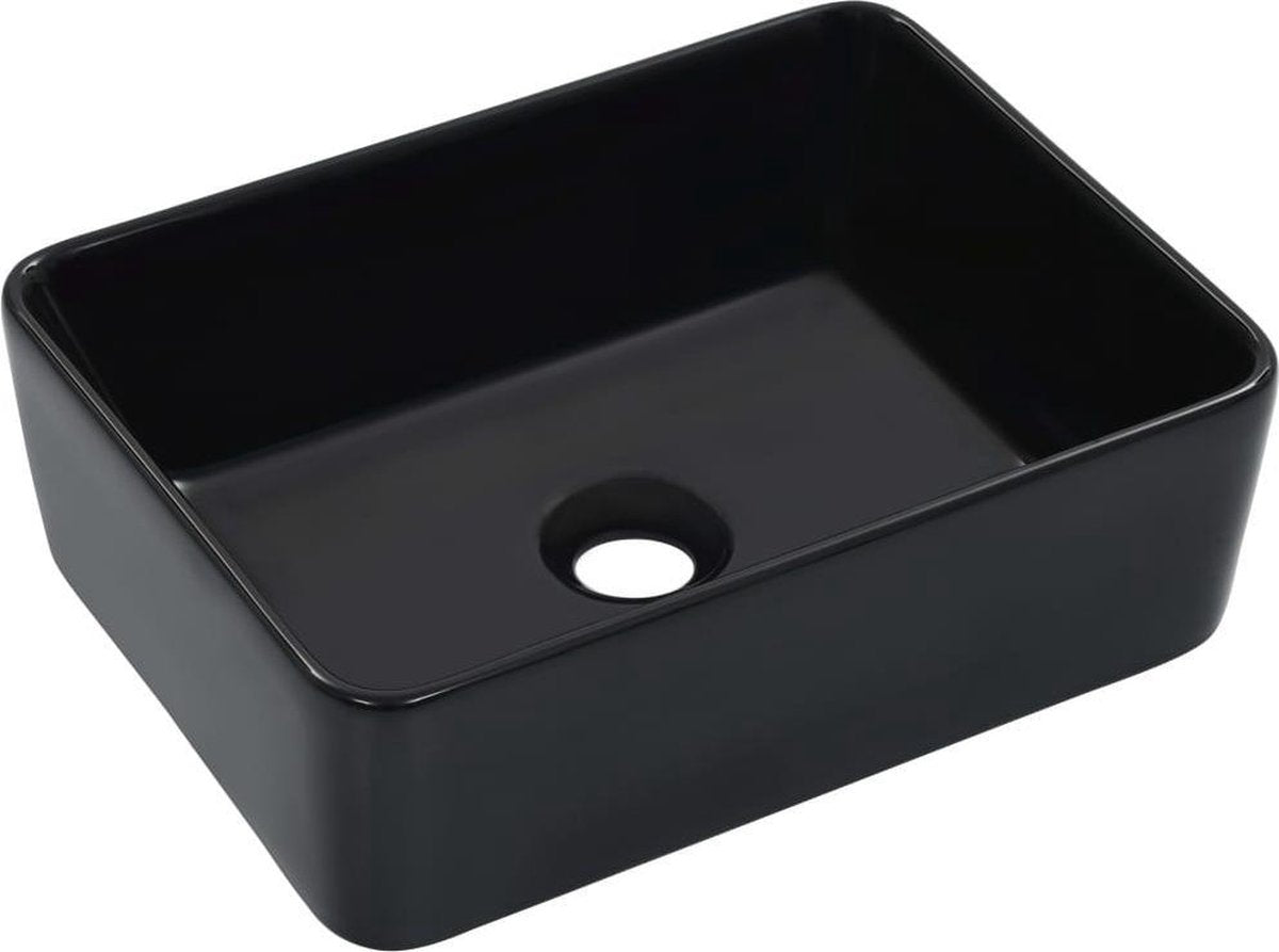 vidaXL Wastafel 40x30x13 cm keramiek zwart