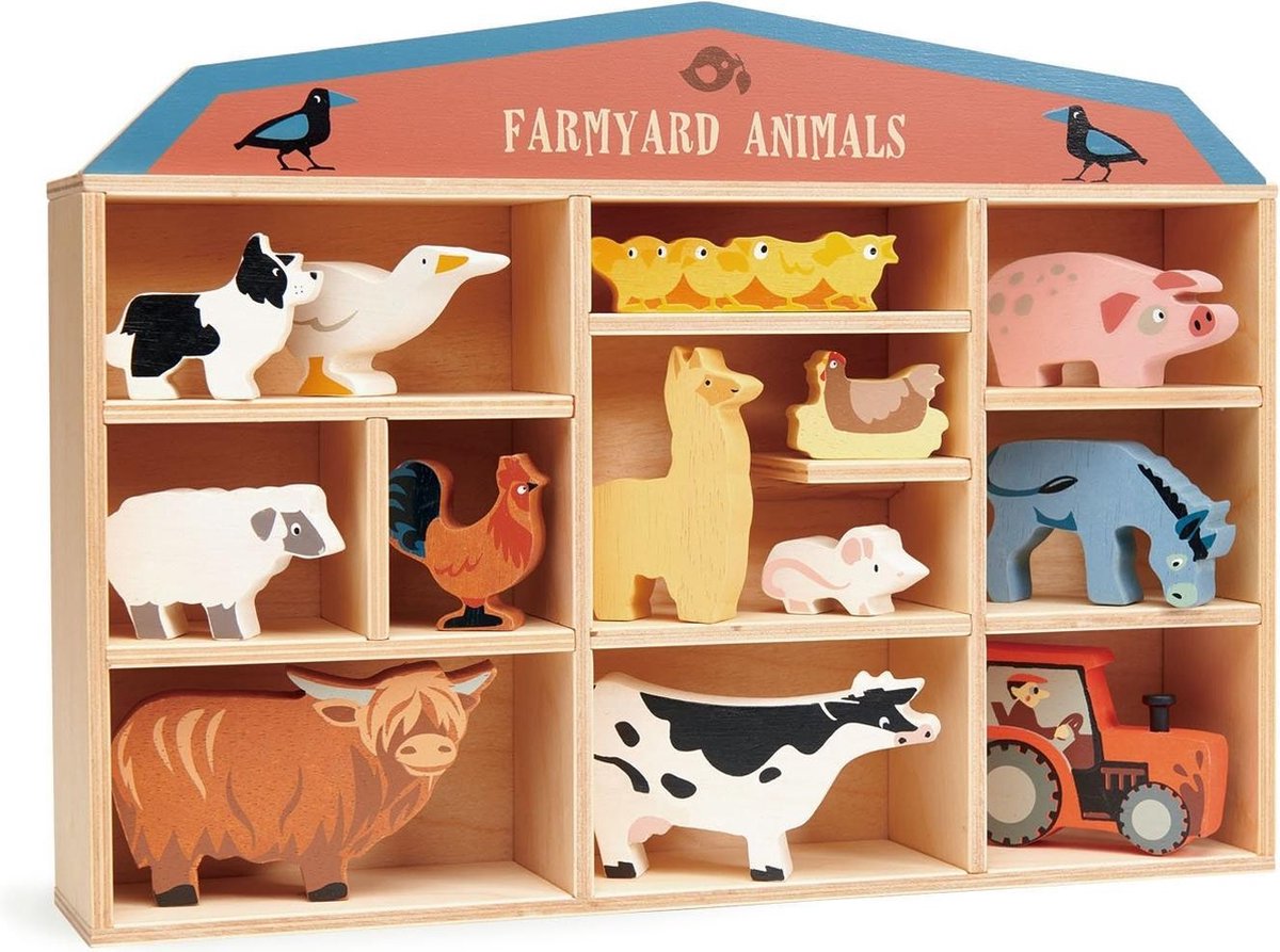 Set houten Boerderijdieren met display | Tender Leaf Toys